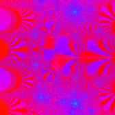psychedelic computer generated pattern with vivid red and blue colours
