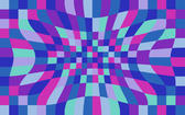 colourful checked background with sunken 'pinch' distortion