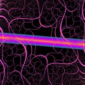 a pattern of varying thicknesses of pink undulating lines