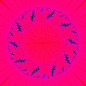 a bright red rotational fractal pattern