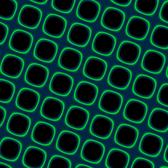 computer generated backdrop of green squares with glowing edges
