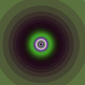 concentric circles of green and purple with bands of various thicknesses