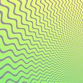 a green background with expanding wave shapes that creates an op-art visual effect