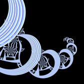 a spiral pattern of repeated and varying sized curves