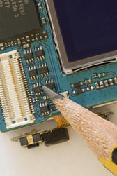 Microelectronics - the Circuit board from a mobile phone