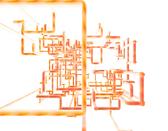 a network of orange pipes on a white background