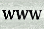 the letters www (world wide web) on a background of digital 1's and 0's
