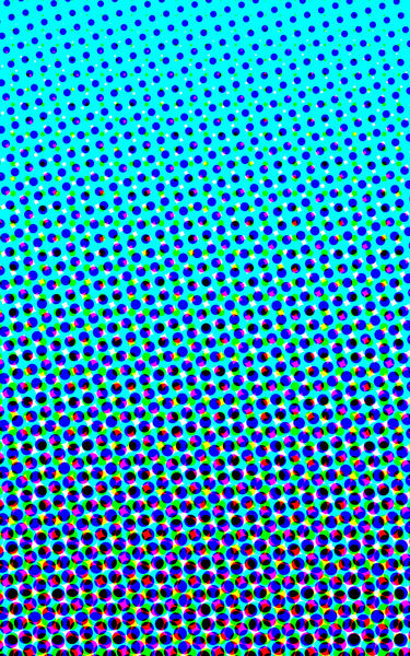 an blue to cyan graduation comprised of cyan magenta black and yellow process colour circles