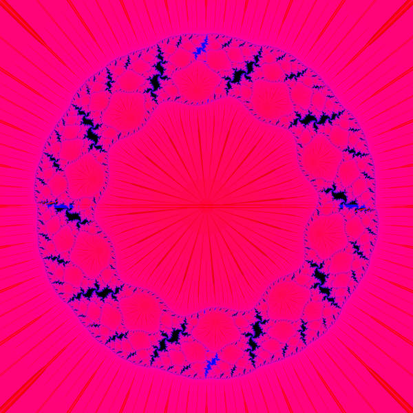 a bright red rotational fractal pattern