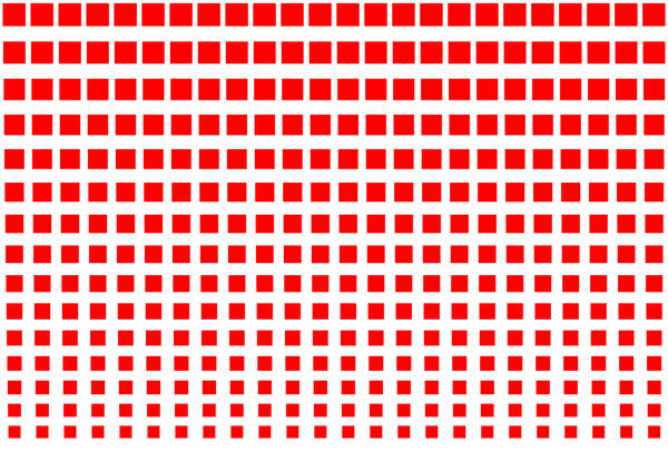 red squares reducing in size to created an 80s style graduated backdrop