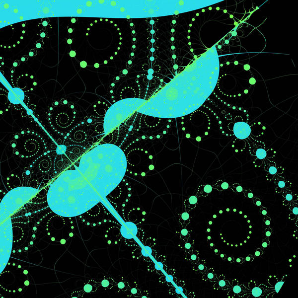 fractal pattern composed of spiraling spots reminicent of 1960's pattern