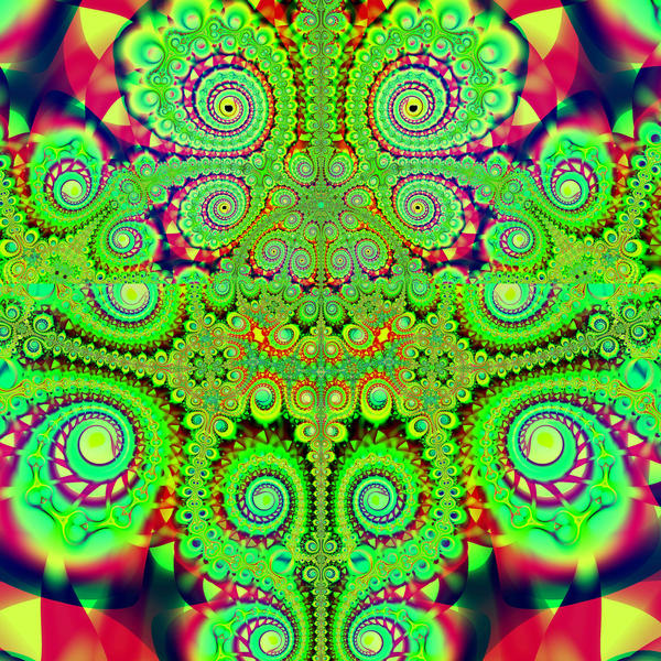 a gaudy red and green fractal pattern