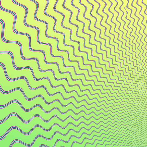 a green background with expanding wave shapes that creates an op-art visual effect