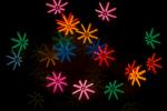 bokeh shape effect, mulitcoloured starbursts