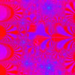 psychedelic computer generated pattern with vivid red and blue colours