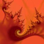 a fractal pattern illustrative of hell, fiery red and sharp pointed lines