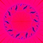 a bright red rotational fractal pattern