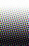 white to black graduation composed of coloured halftone print dots