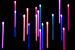 parallel lines of purple pink and magenta lights
