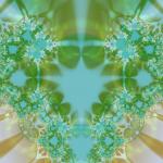 a kitch fractal pattern with gren and brown organic shapes