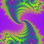an infinite repeating fractal patter with rainbow colours