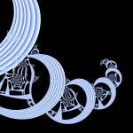 a spiral pattern of repeated and varying sized curves