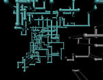 a latticework of green and grey CG pipes