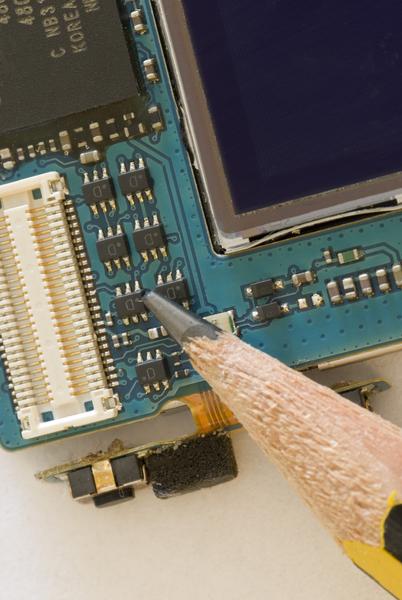Microelectronics - the Circuit board from a mobile phone